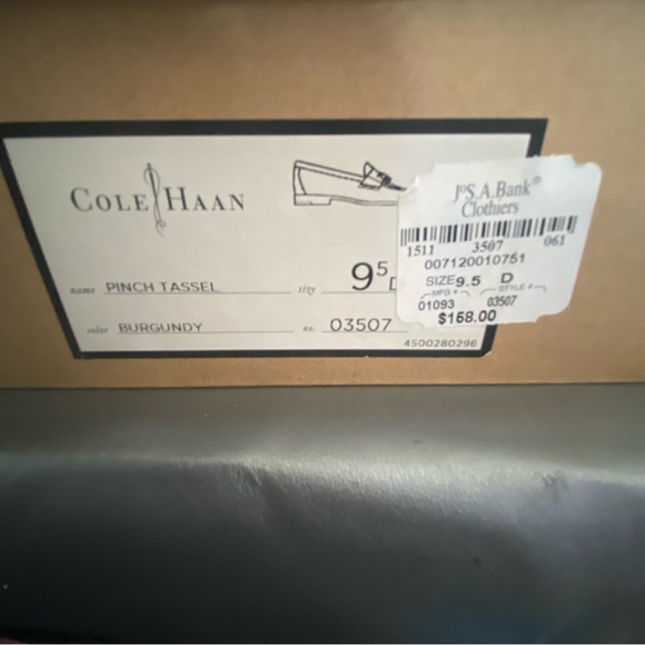 Cole Hann Burgundy/Brown Leather Loafers with tassel 9.5D with box - Picture 8 of 8